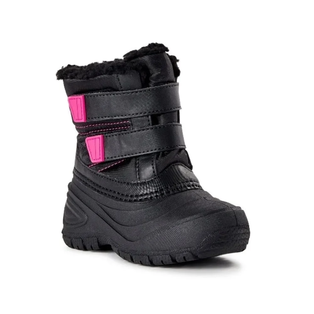 Baby Girl Warm Winter Boots & Hat With Pompom & Gloves Set Size 7